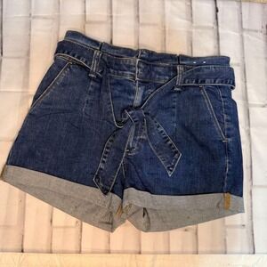 Express Super High Rise Belted Denim Shorts